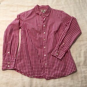 J. Crew Slim Perfect Shirt Pink Gingham Cotton ❤️
